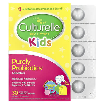 Kids, Purely Probiotics® Chewables, 3+ Years, Bursting Berry, 30 Chewable Tablets (25  mg Per Tablet)