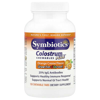 Symbiotics Colostrum Plus® жевательные таблетки, Orange Creme, 120 шт.