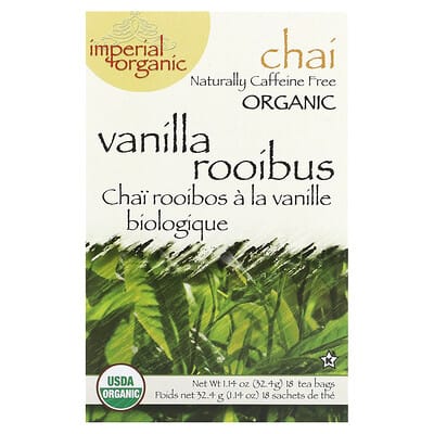 Imperial Organic, Vanilla Rooibos Chai, Caffeine Free, 18 Tea Bags, 1.14 oz (32.4 g)