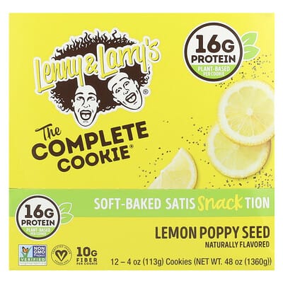 Печенье Lenny & Larry's The Complete Cookie®, Lemon Poppy Seed, 12 шт, 4 oz (113 g) Each