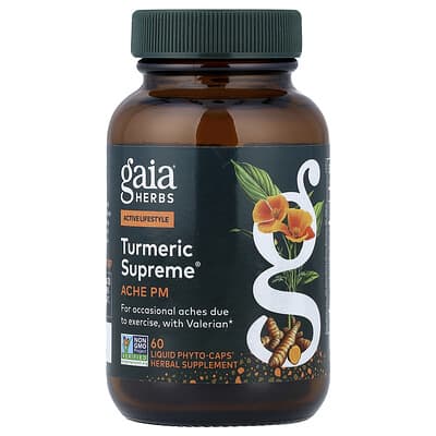 Gaia Herbs Turmeric Supreme®, Ache PM, 60 Liquid Phyto-Caps®
