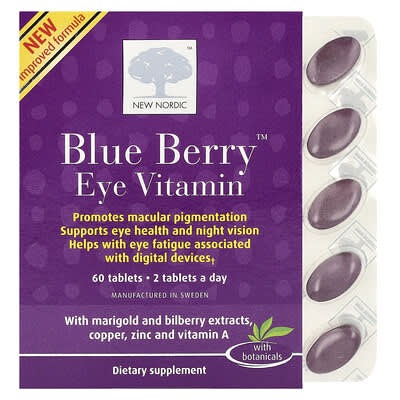 New Nordic Blue Berry™, витамины для глаз, 60 таблеток