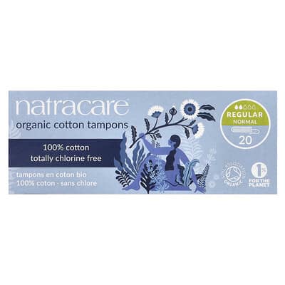 Organic Cotton Tampons, Regular, Normal, 20 шт