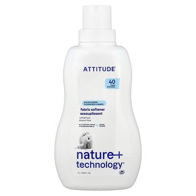 Кондиционер для белья ATTITUDE Nature + Technology®, Wildflowers, 40 стирок, 33.8 fl oz (1 L)