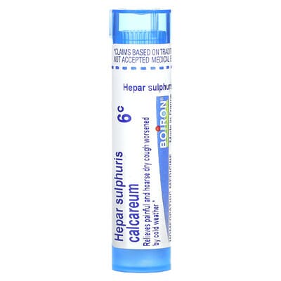 Boiron Hepar Sulphuris Calcareum, 6C, от сухой кашля, прибл. 80 гранул