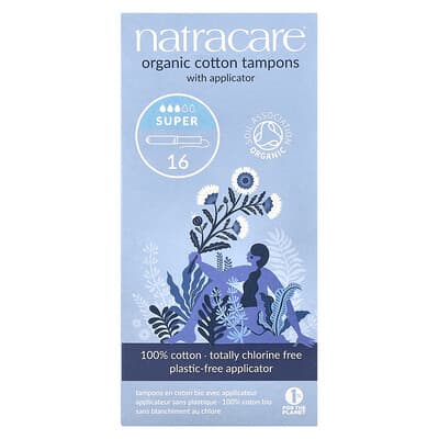 Organic Cotton Tampons with Applicator, Super, 16 Tampons