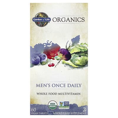 Organics, Мужской Once Daily, 60 веганских таблеток