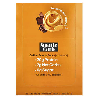 Протеиновый батончик Smarte Carb®, арахисовый хруст, 12 шт., 1.83 oz (52 г) каждый