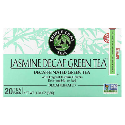 Triple Leaf Tea Jasmine Decaf зеленый чай без кофеина, 20 чайных пакетиков, 1.34 oz (38 g)