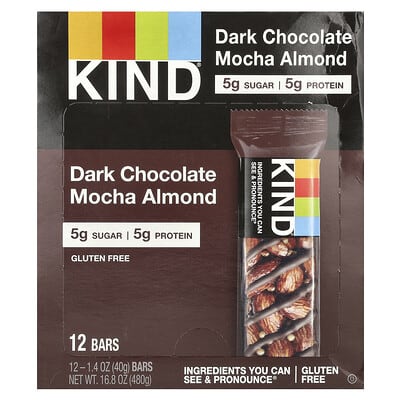 Dark Chocolate Mocha Almond, 12 Bars, 1.4 oz (40 g) Each