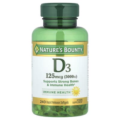 Vitamin D3, 125 mcg (5,000 IU), 240 Rapid Release Softgels