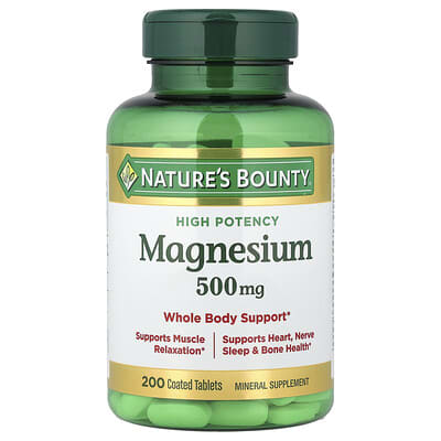 Magnesium, High Potency, 500 mg, 200 Coated Tablets