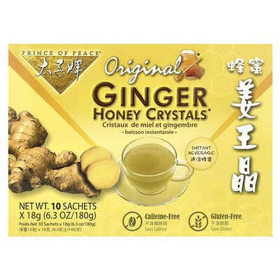 Кристаллы имбиря с медом Prince of Peace, Original, Caffeine Free, 10 Sachets, 18 g Each