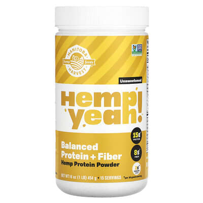 Balanced Protein + Fiber, Hemp Protein Powder, Unsweetened, 1 lb (454 g)
