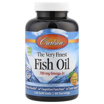 The Very Finest Fish Oil Натуральный апельсин, 120 мягких капсул