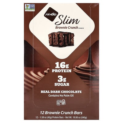 Протеиновый батончик Slim®, Brownie Crunch, 12 штук, 1.59 oz (45 g) каждый