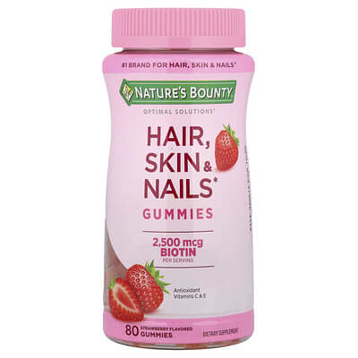 Optimal Solutions®, Hair, Skin & Nails Gummies, Strawberry, 80 Gummies