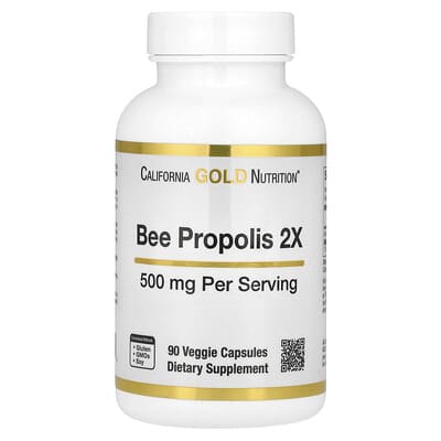 Концентрированный экстракт прополиса 2X, 500 mg, 90 вегетарианских капсул