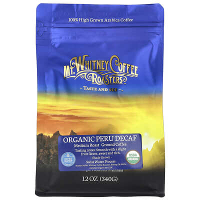 Organic Peru Decaf, Ground Coffee, Medium Roast, 12 oz (340 g)