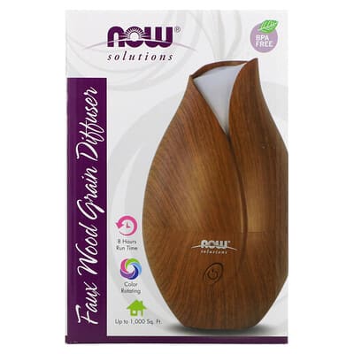 NOW Foods ультразвуковой диффузор с имитацией текстуры дерева 1 шт. Solutions