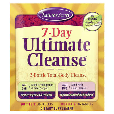 Nature's Secret 7-Day Ultimate Cleanse, комплекс для очищения организма, 2 флакона, по 36 таблеток