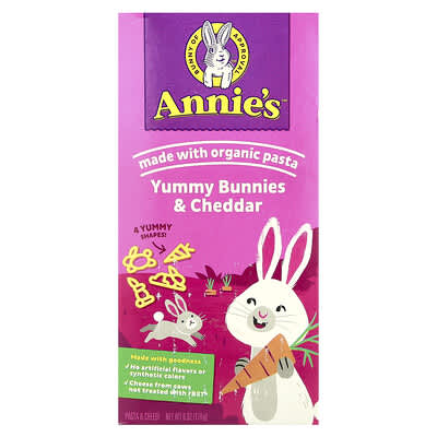Yummy Bunnies & Cheddar, макароны с сыром, 6 oz (170 g)