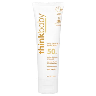 Thinkbaby® солнцезащитный крем с оксидом цинка, SPF 50, 3 fl oz (89 ml)