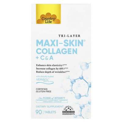 Tri Layer Maxi-Skin®, коллаген + C&A, 90 таблеток