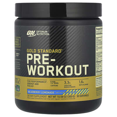 Optimum Nutrition Gold Standard® предтренировочный комплекс, черника-лимонад, 10.58 oz (300 g)