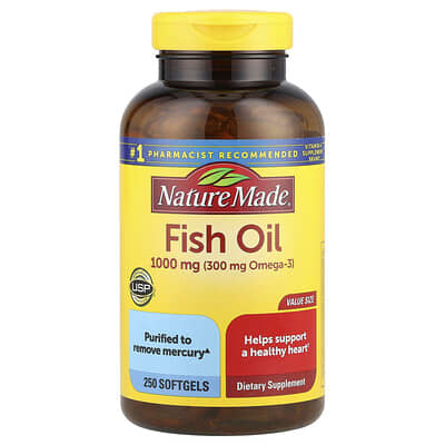Nature Made рыбий жир, 1,000 mg, 250 мягких капсул
