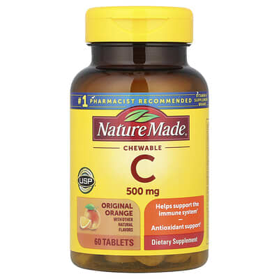 Vitamin C Chewable, Original Orange, 500 mg, 60 Tablets