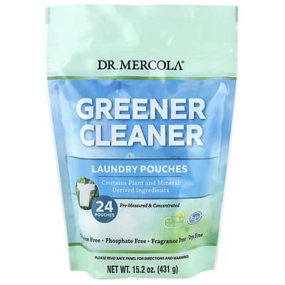 Greener Cleaner, капсулы для стирки, без отдушек, 24 шт, 15.2 oz (431 g)