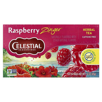 Herbal Tea, Raspberry Zinger®, Caffeine Free, 20 чайных пакетиков, 1.6 oz (45 g)