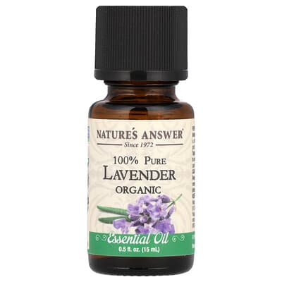 Nature's Answer 100% Pure Organic Essential Oil, лаванда, 0.5 fl oz (15 ml)