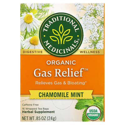 Organic Gas Relief™, Chamomile Mint, Caffeine Free, 16 Wrapped Tea Bags, 0.85 oz (24 g)