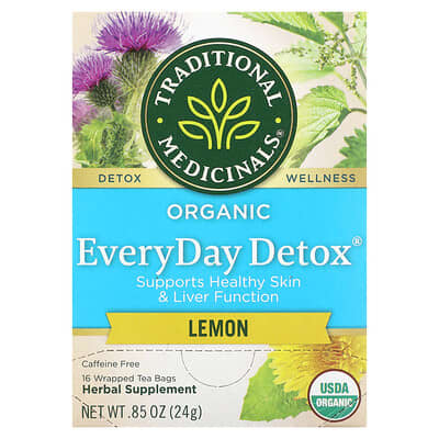 Organic EveryDay Detox®, Lemon, Caffeine Free, 16 Wrapped Tea Bags, 0.85 oz (24 g)