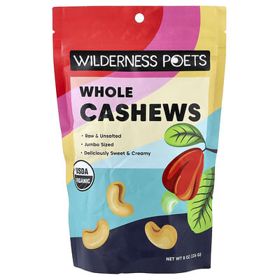 Кешью Wilderness Poets Organic Whole, 8 oz (226 g)
