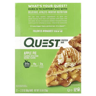 Протеиновый батончик Quest Nutrition, Apple Pie, 12 Bars, 2.12 oz (60 g) Each