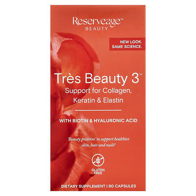 Reserveage Beauty Tres Beauty 3™ с биотином и гиалуроновой кислотой, 90 капсул