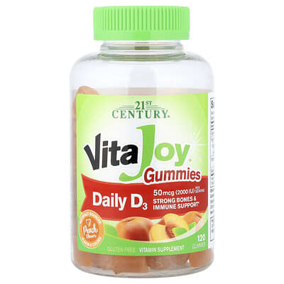 VitaJoy® ежедневные жевательные витамины D3, персик, 120 шт