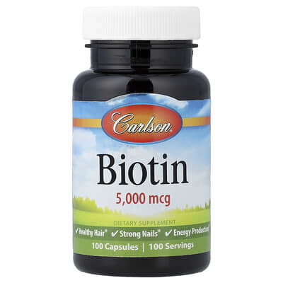 Биотин, 5,000 mcg, 100 капсул