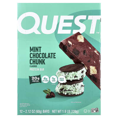 Протеиновый батончик, Mint Chocolate Chunk, 12 штук, 2.12 oz (60 g) каждый