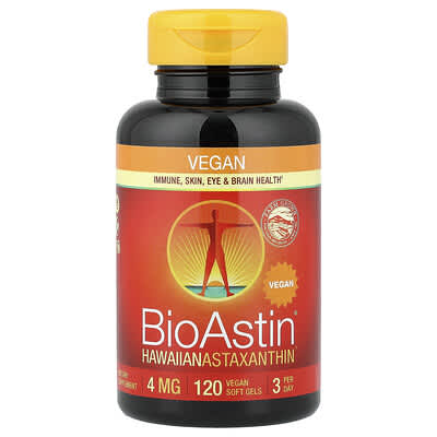 BioAstin® Гавайский астаксантин, 4 mg, 120 веганских мягких капсул