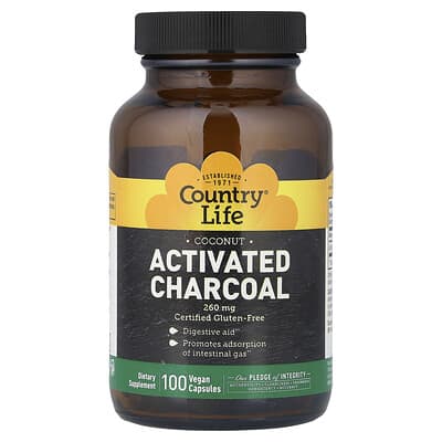 Активированный уголь, 100 веганских капсул (260 mg на капсулу)