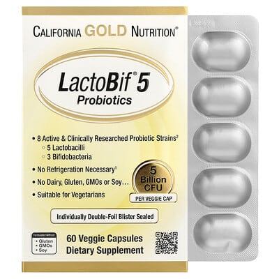 LactoBif® 5 Probiotics, 5 Billion CFU, 60 вегетарианских капсул