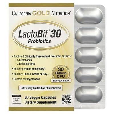 LactoBif® 30 пробиотики, 30 Billion CFU, 60 вегетарианских капсул