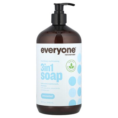 3 в 1 мыло, гель для душа, пена для ванны, шампунь, без отдушки, 32 fl oz (946 ml)