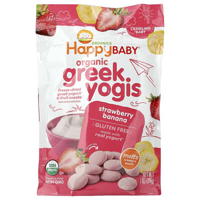 Happy Baby®, Organic Greek Yogis, Crawling Baby, Strawberry Banana, 1 oz (28 g)