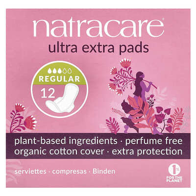 Ultra Extra Pads, Organic Cotton Cover, Regular, 12 Pads