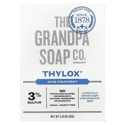 Face & Body Bar Soap, Thylox® Acne Treatment, 3.25 oz (92 g)